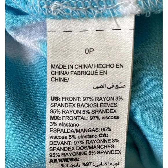 COPY - Chico's Top 0P Petite Small Blue Tie Dye Asymmetrical 3/4 Sleeve V-Neck … - Picture 9 of 9